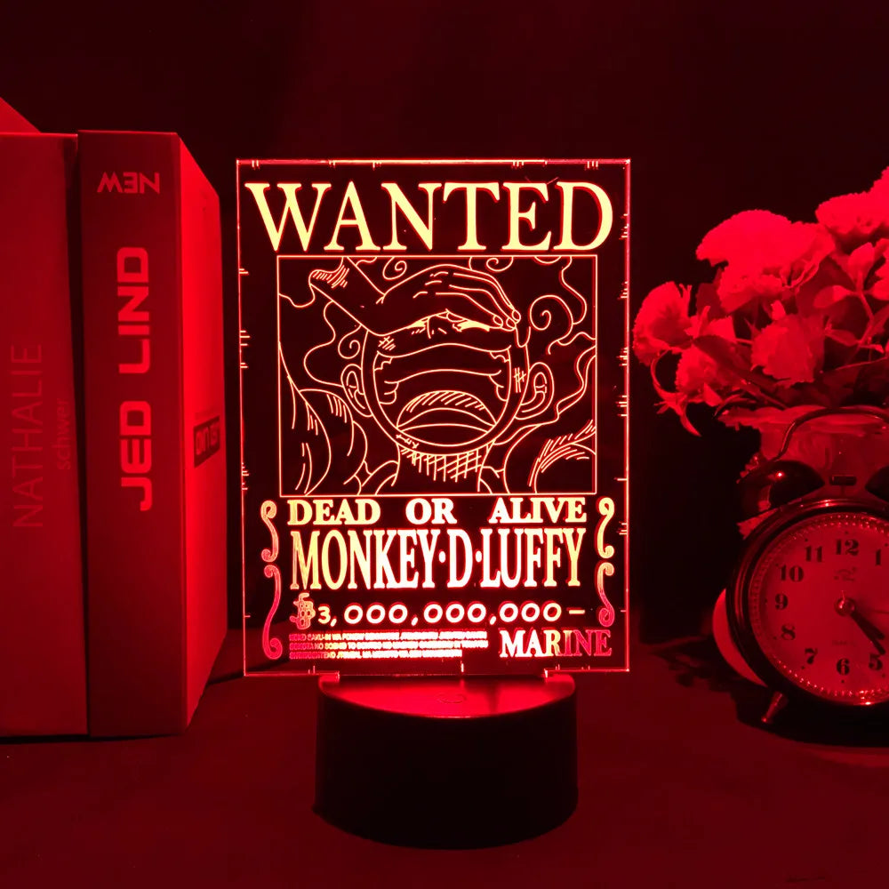One Piece Wanted Card Light 3D