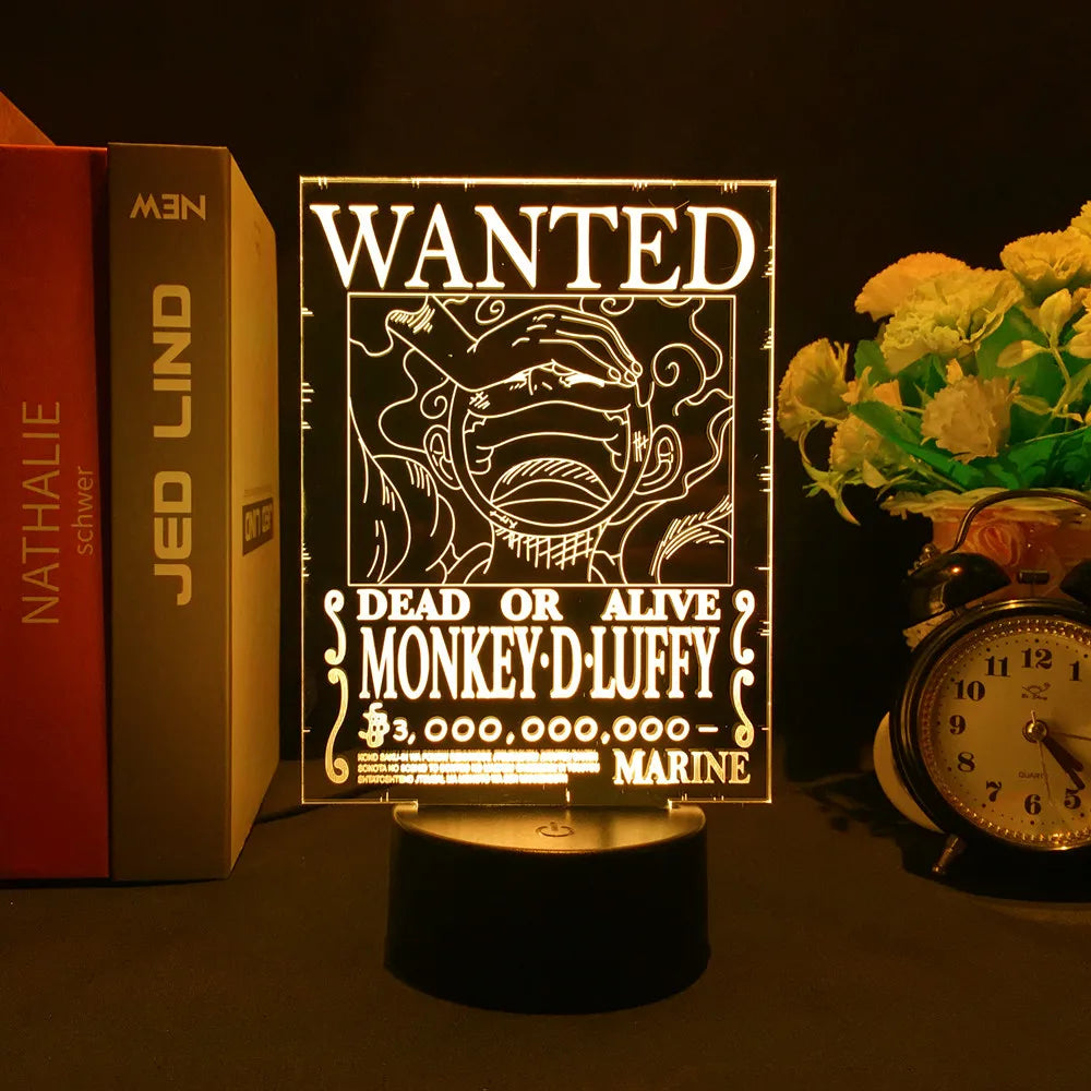One Piece Wanted Card Light 3D