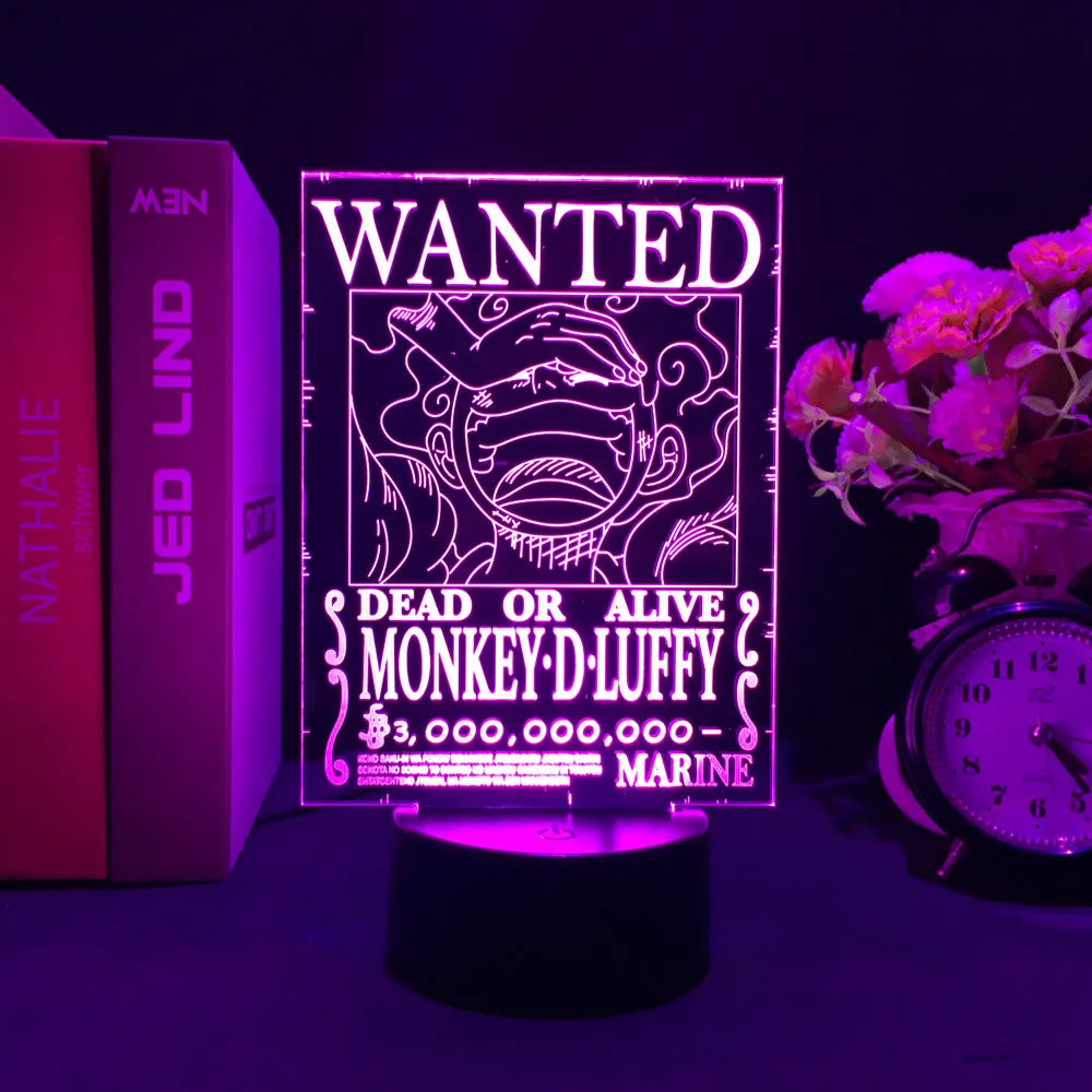 One Piece Wanted Card Light 3D