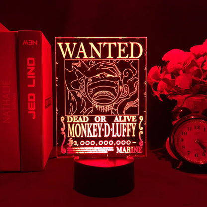 One Piece Wanted Card Light 3D
