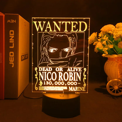 One Piece Wanted Card Light 3D